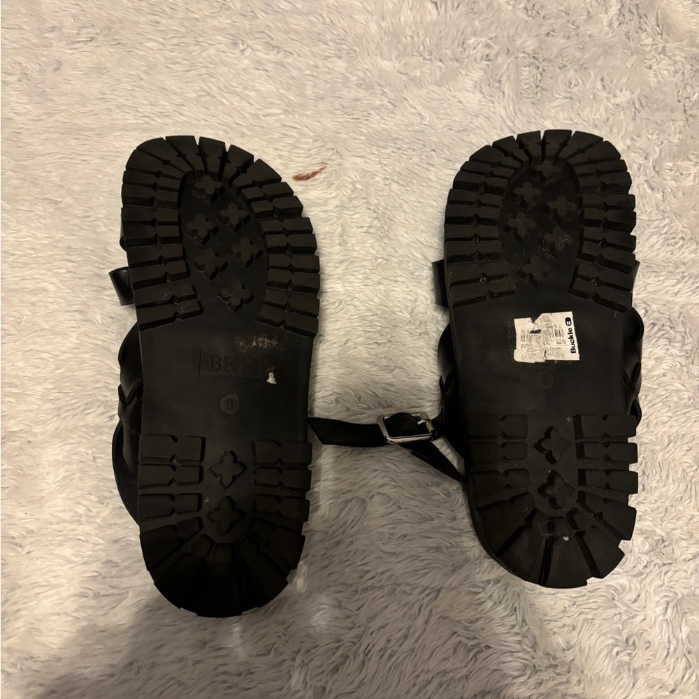 Buckle, black sandals